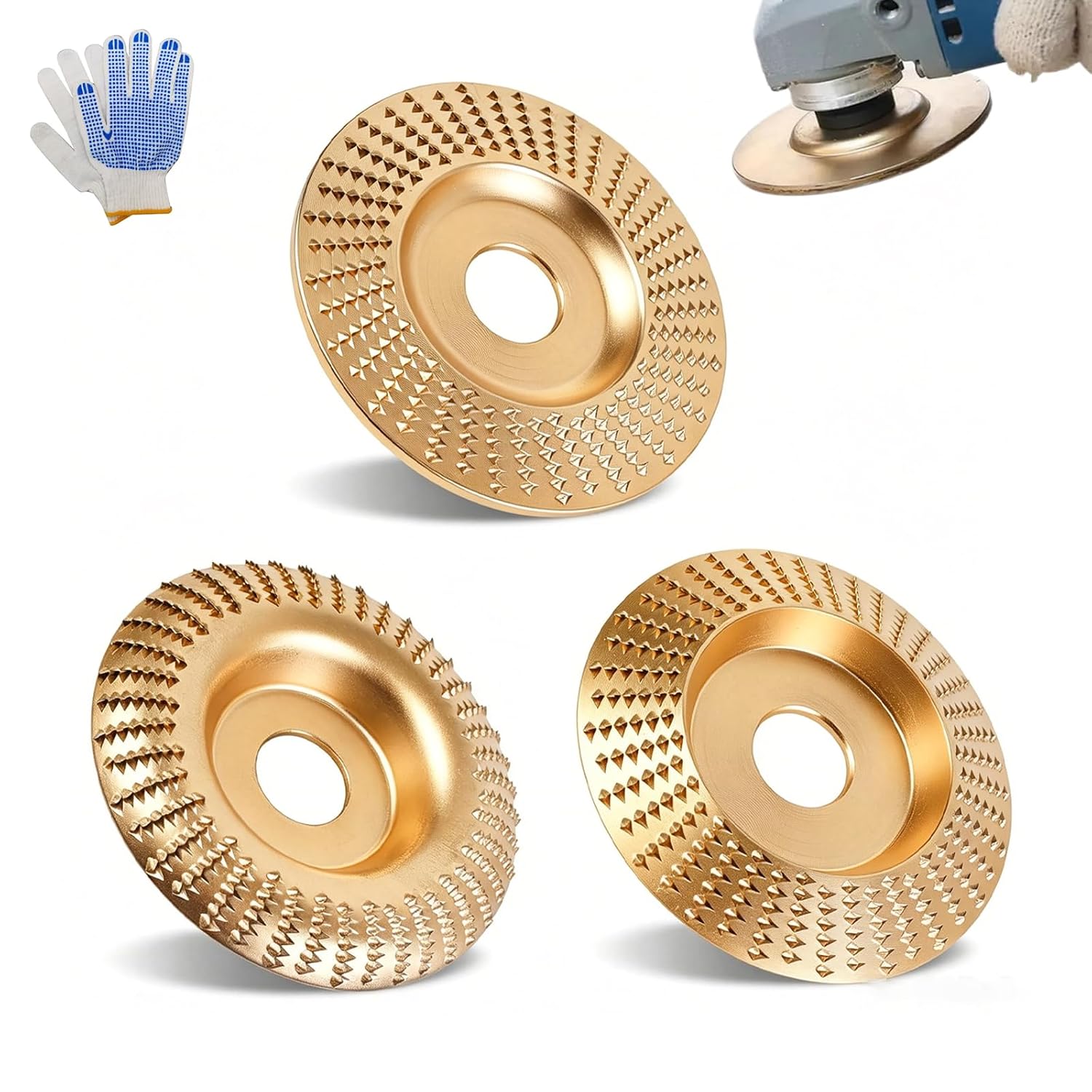 Angle Grinder Polishing Pad, Tungsten Carbide Sanding Discs for 4 1/2" Angle Grinder, Wood Carving Disc Set for Cutting and Shaping
