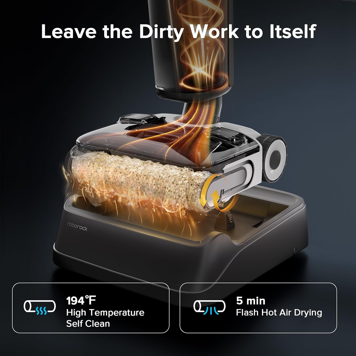 roborock F25 XT Wet Dry Vacuum Cleaner, Cordless Vacuum Mop All in One for Hard Floor, 20000Pa Hardwood Floor Cleaner with Zero Tangle, 194°F Hot Air Flash Drying Electric Mop, 180° Lie Flat, WiFi