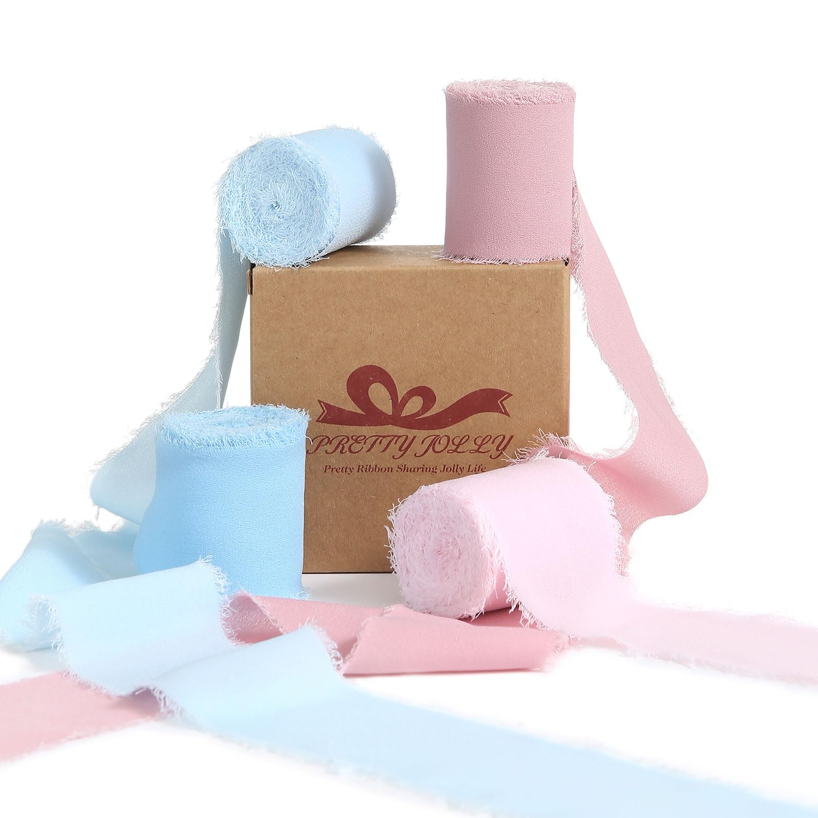 Pretty Jolly Nastro in chiffon increspato per bouquet di fiori da 2,5 cm, in tulle beige, per confezioni regalo, nastro di seta fatto a mano, nastro di seta double face, per artigianato
