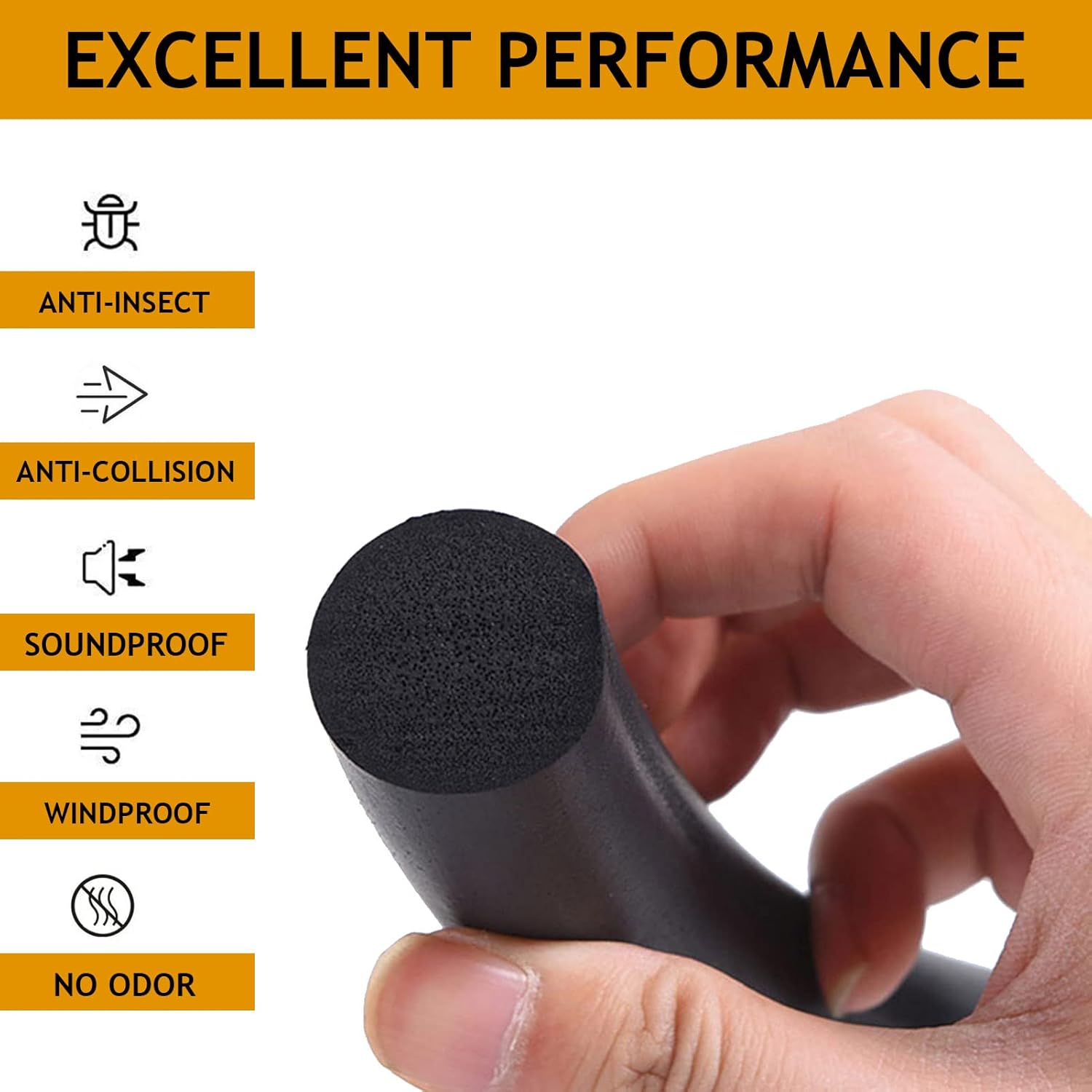 TA-VIGOR Foam Backer Rod 1/4 Inch, 3.28Ft EPDM Closed Cell Solid Foam Tubing Strip, Rubber Caulk Saver for Door Window Weatherstripping & Gaps & Concrete Expansion Joint Filler
