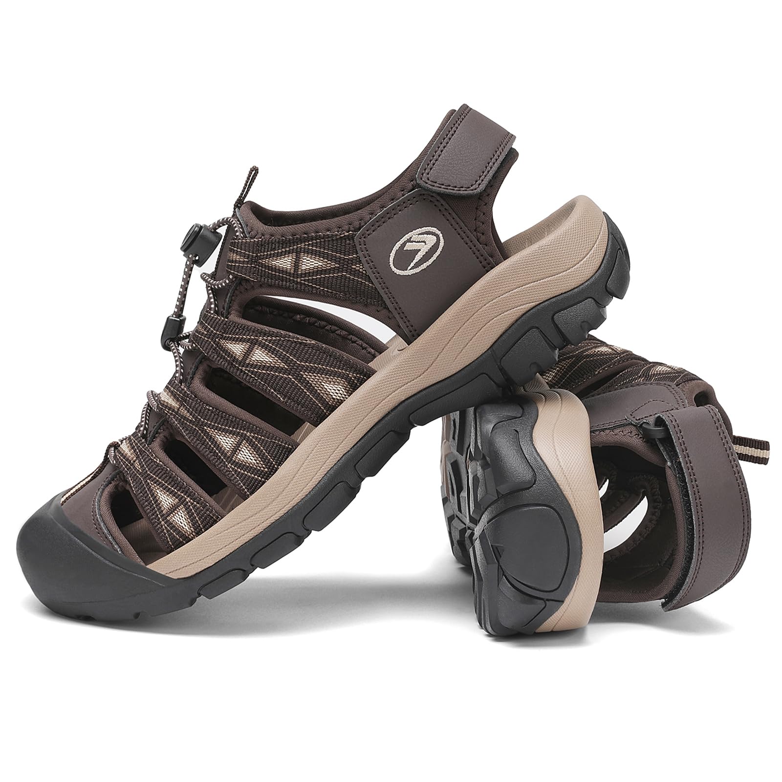 FLARUT Sandali Uomo Estivi all'aperto da Trekking Sportivi Punta Chiusa Scarpe Spiaggia Corsa Casual(Caffè Beige,46)