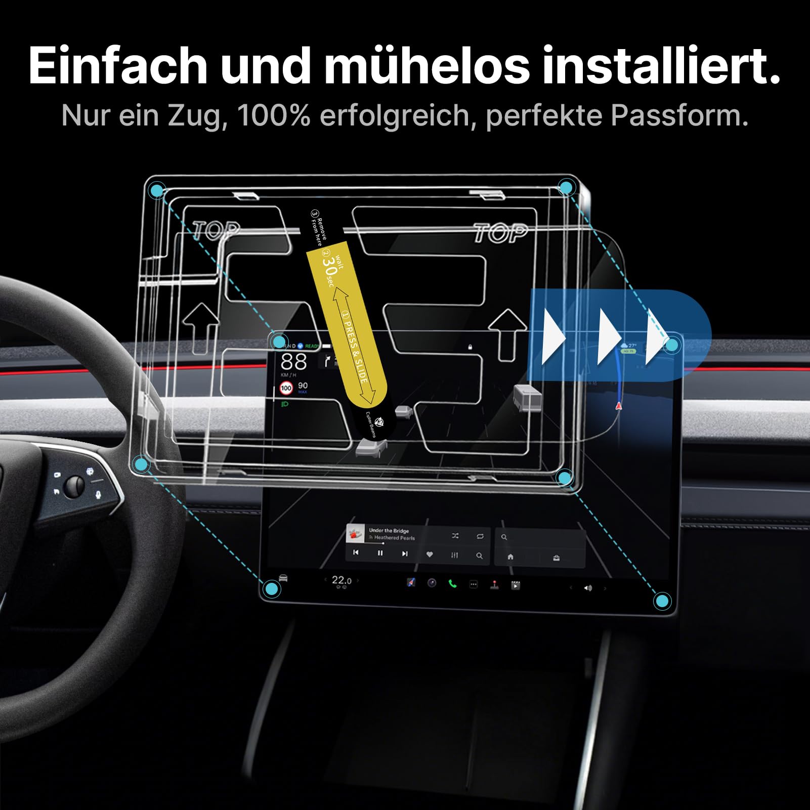 16 Zoll Displayschutzfolie für Tesla Model Y Juniper 2026 | 9H Hartglas, Anti-Fingerprint, Kratzfest, HD Mit Installationspaket