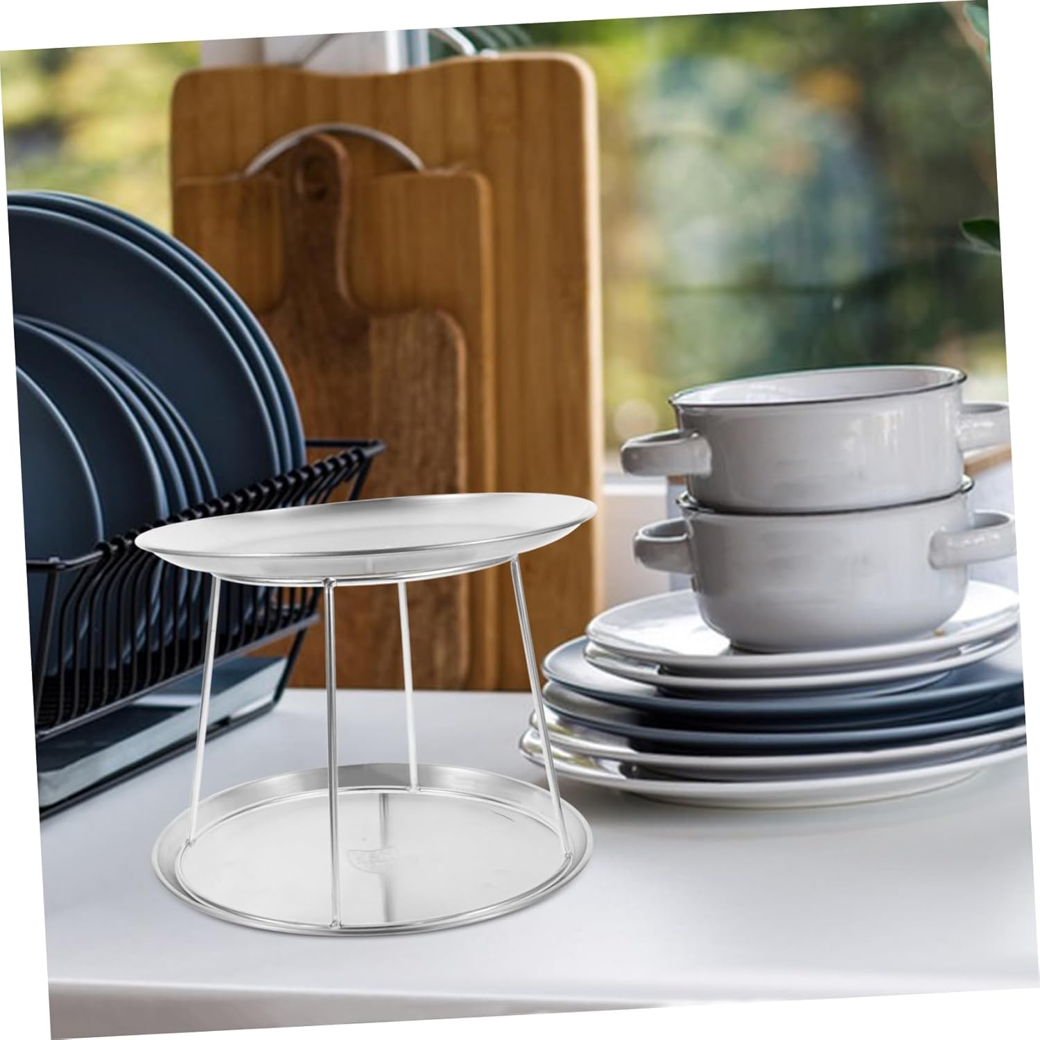 Ciieeo 3pcs Seafood Tray Rack Stainless Steel Plate Rack Double-Layer Buffet Stand Food Display Creative Design