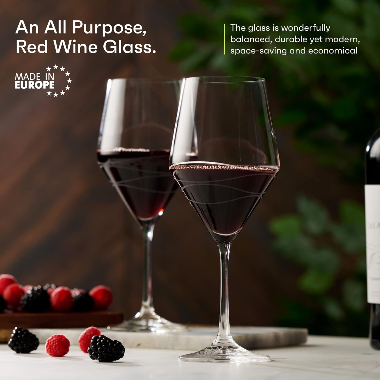 MITBAK Red Wine Glasses Set Of 4 | Chic Long Stem 20 Ounce Wine Glass Set Made From Crystal Clear Glass | Great Wine Gift For Wedding, Anniversary, Christmas, Birthday | Made In Europe - Image 2