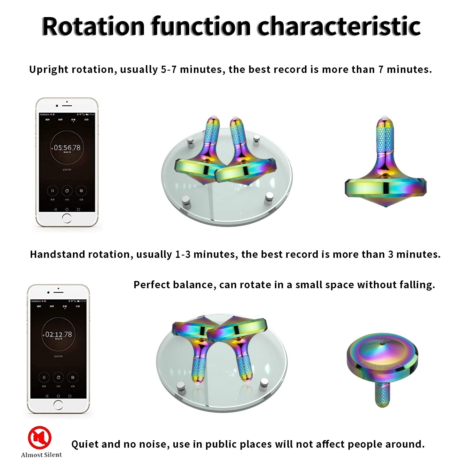 Metal Stainless Steel Spinning Top, Well Made EDC Decompression Toy, Perfectly Balanced, Spin Smooth, Long Rotation Time, Helps Relieve Stress and Anxiety (S/Iridescent) - Image 3