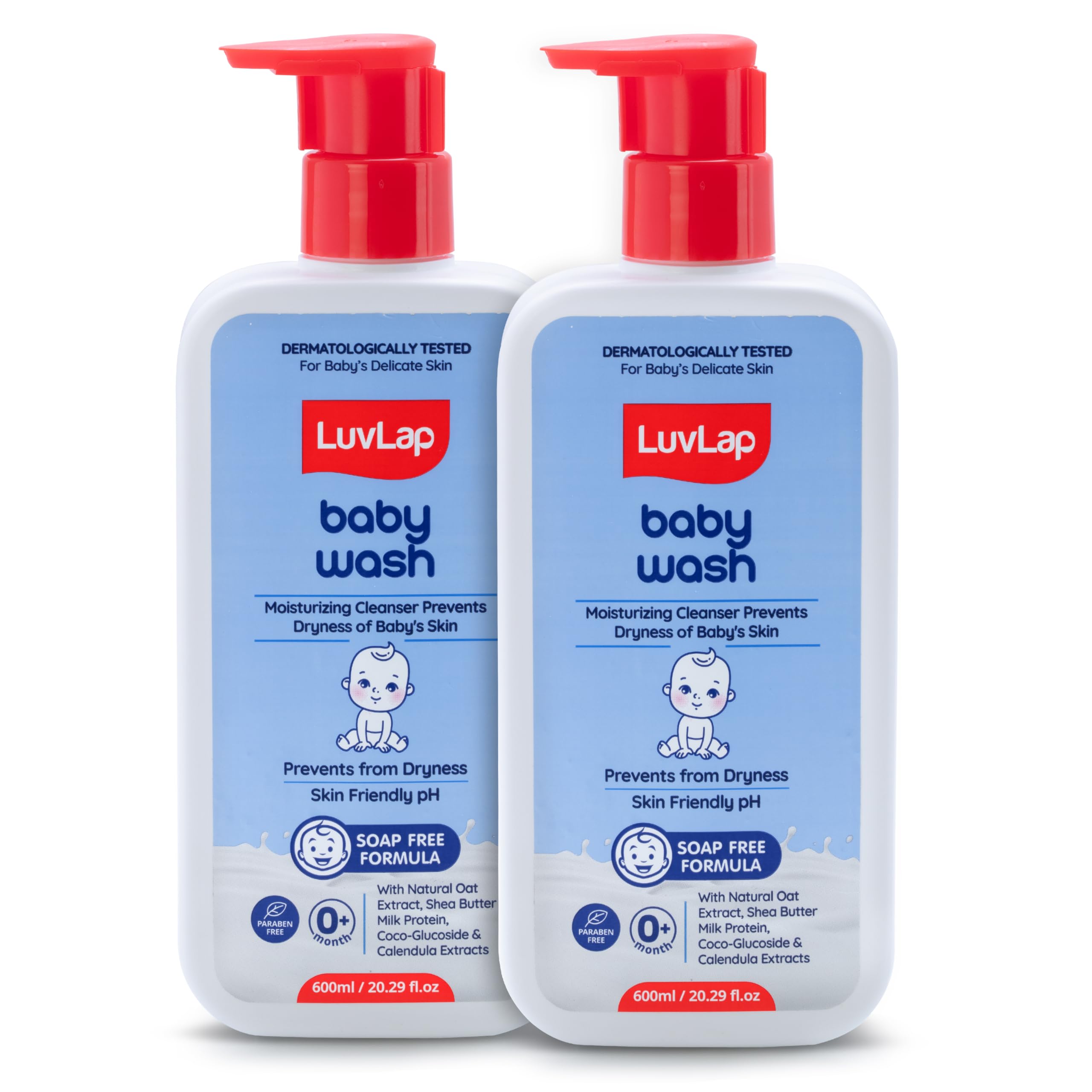 LuvLap Baby Wash - 600ml, with Milk Protein, Oatmeal, Shea Butter and Vitamin E, Soap Free, Baby Wash for Baby Bath, Natural, pH Balanced & Paraben Free, Dermatologically Tested (Pack of 2)-picture-24