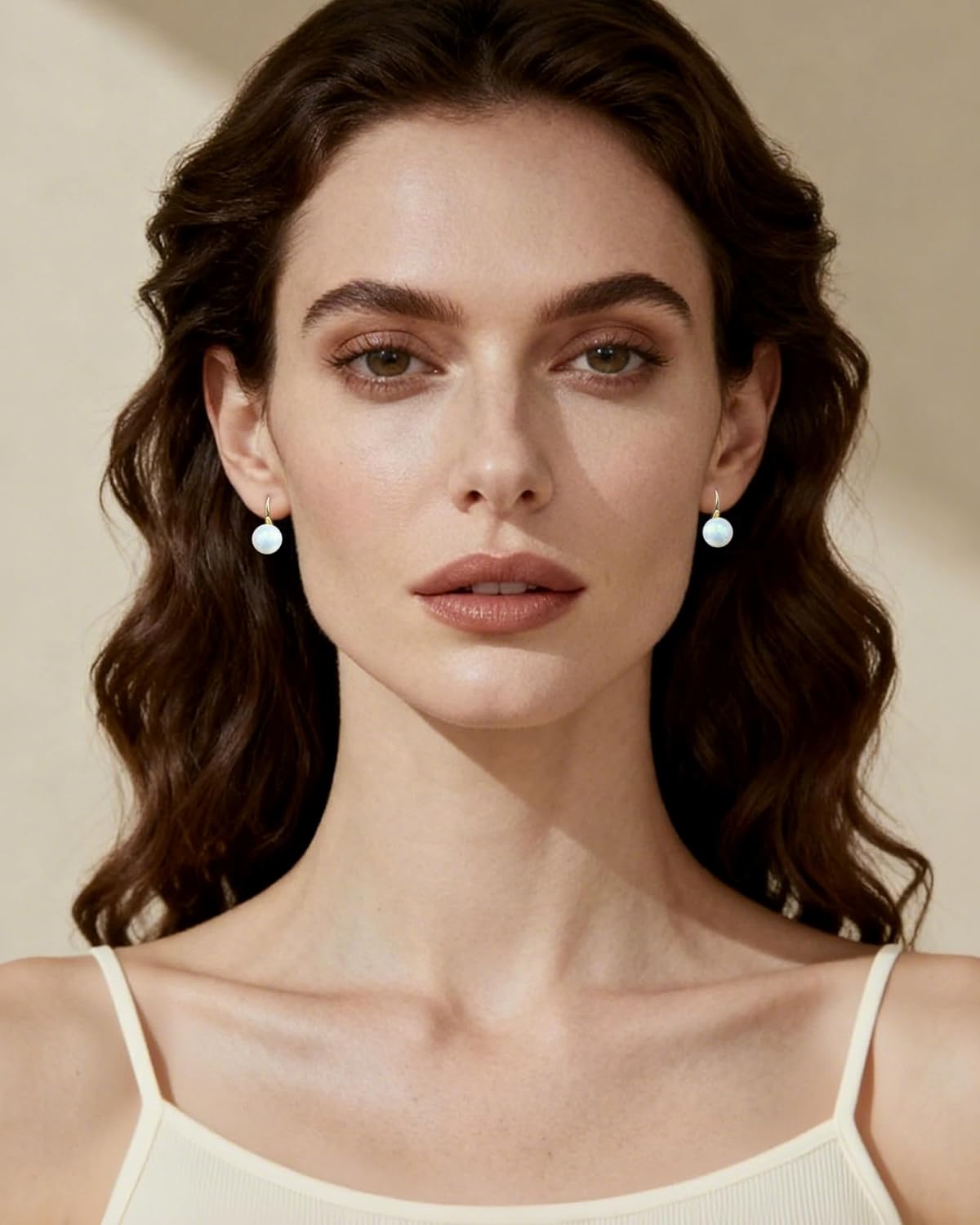 Pearl Earrings for Women - Hypoallergenic 14K Gold Plated Faux Pearl Hoop Earrings Lightweight Wedding Bridal Dangle Drop Jewelry Gifts for Women - Image 3