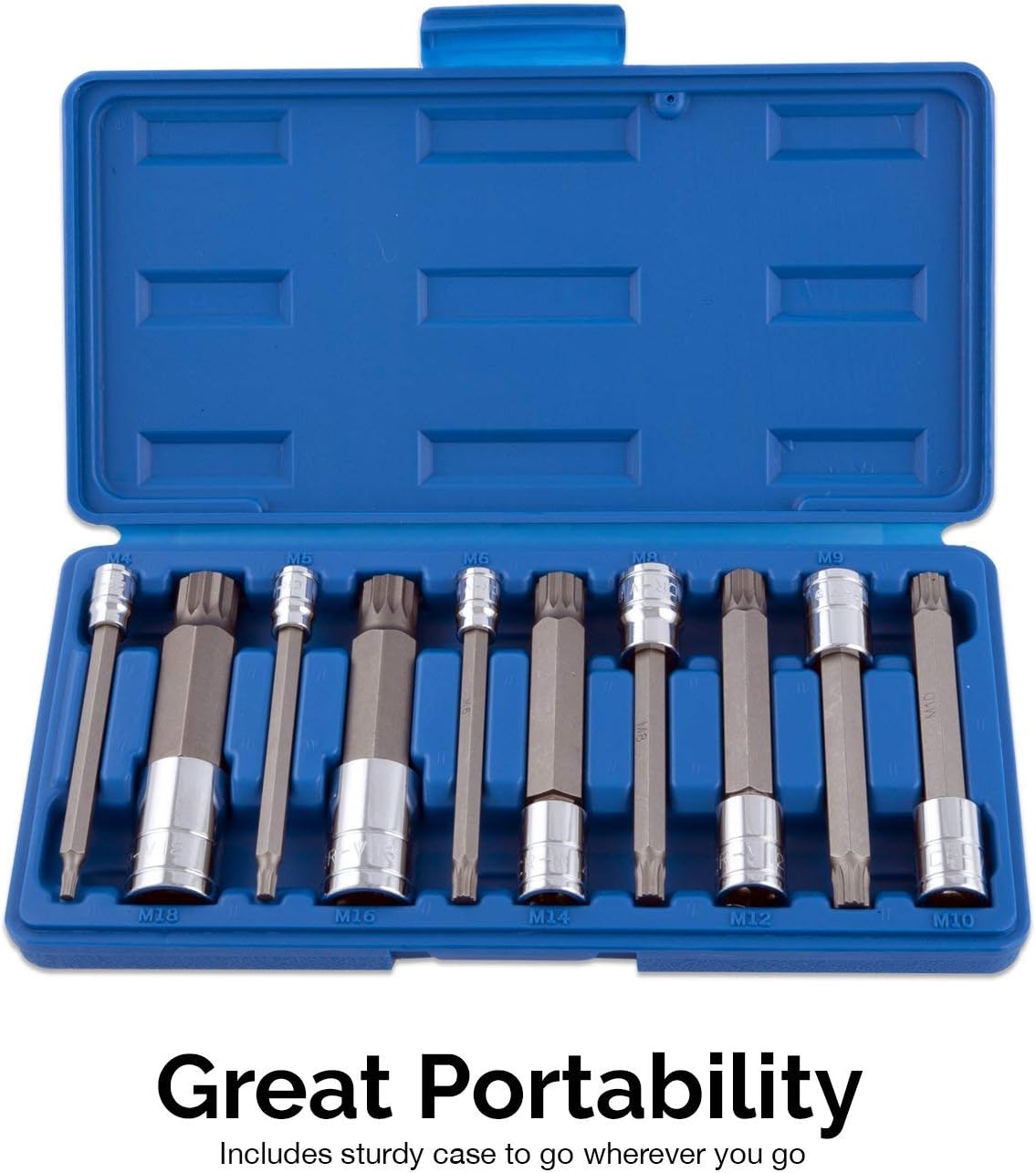 Crаzу Clеаrаnсе NEIKO 10054A XZN Triple Square Spline Bit Socket Set | Extra Long 4” | 4mm to 18mm | 10-Piece Set | S2 and Cr-V Steel