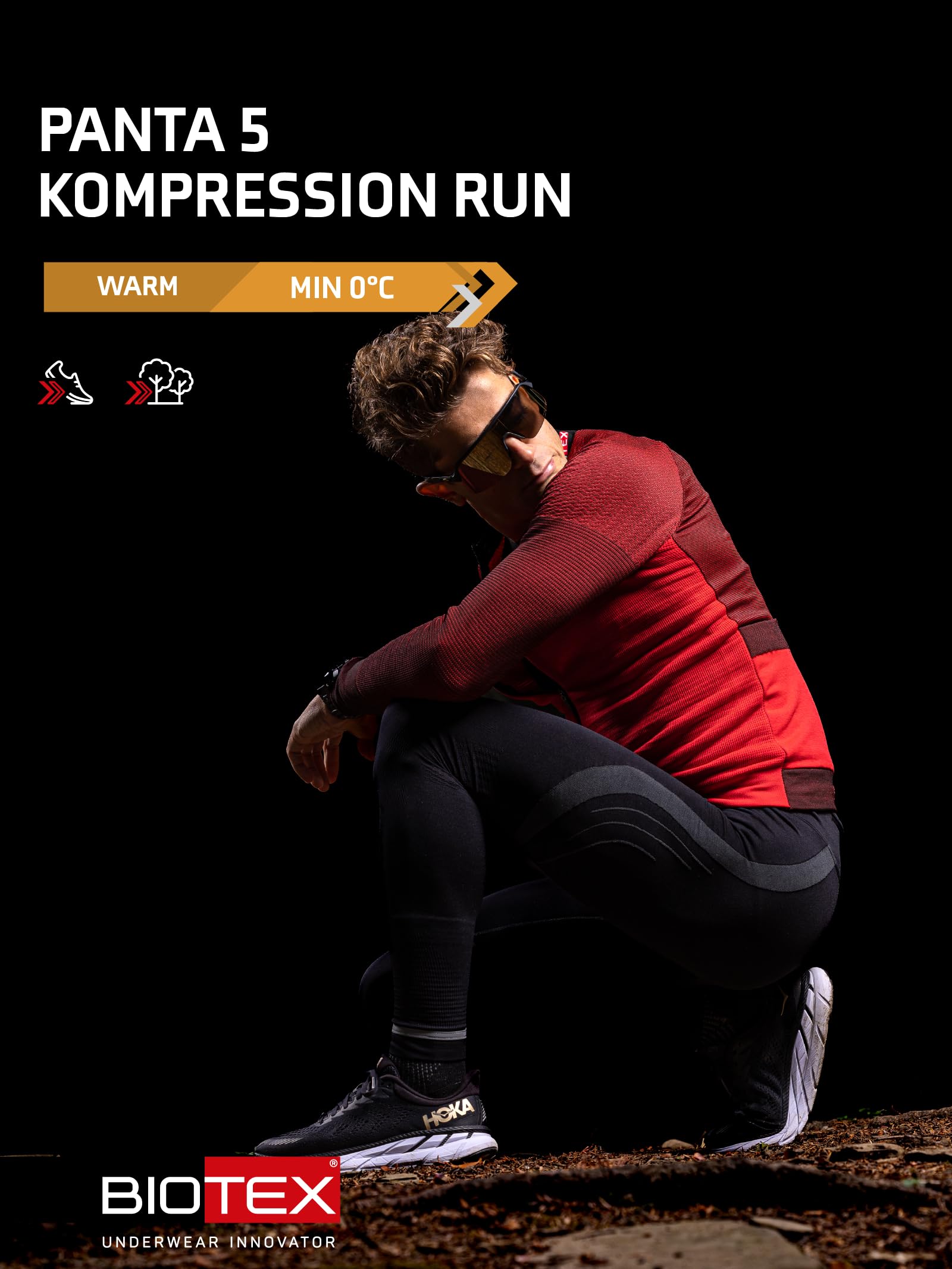 BIOTEX Panta -5 Kompression Run a Compressione Graduata da Uomo, Pantaloni Termici Ideali per Running e Walking, Intimo Tecnico Sportivo
