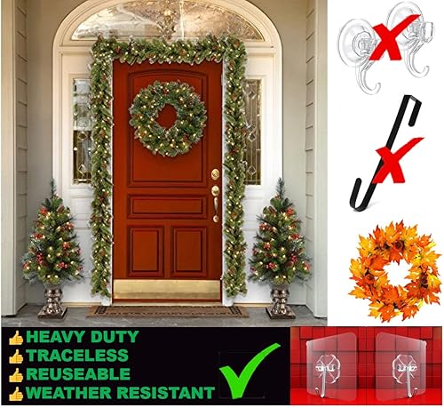 Miniatura 9 de Ganchos adhesivos adhesivos de 33 libras para colgar en la pared o techo, resistentes, sin rastros, sin daños (10 unidades)