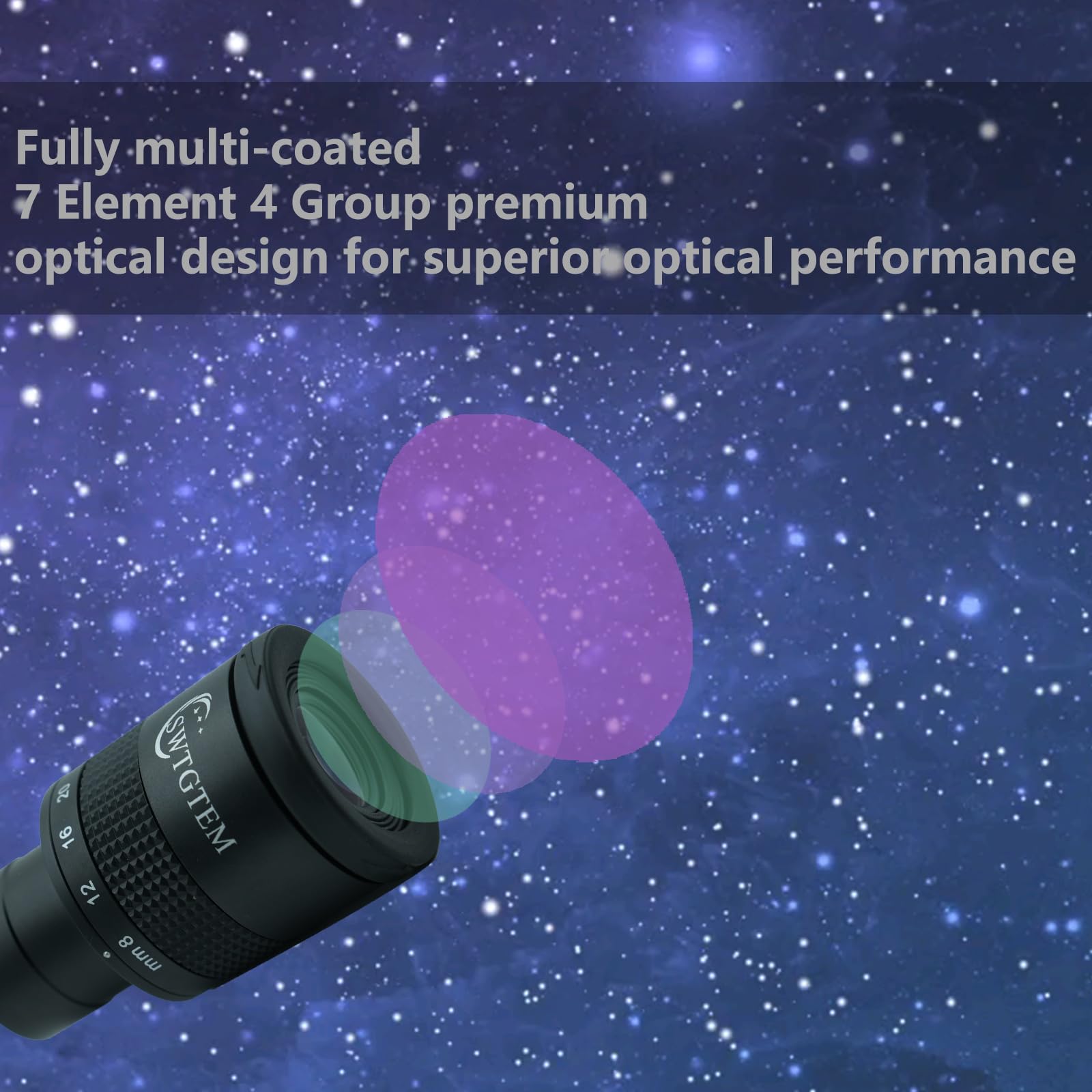 Telescopio Planetario Oculare Zoom, 8-24mm Lenti Oculari con FMC 9 Elementi 6 Gruppo, per Luna Astronomia Osservazione