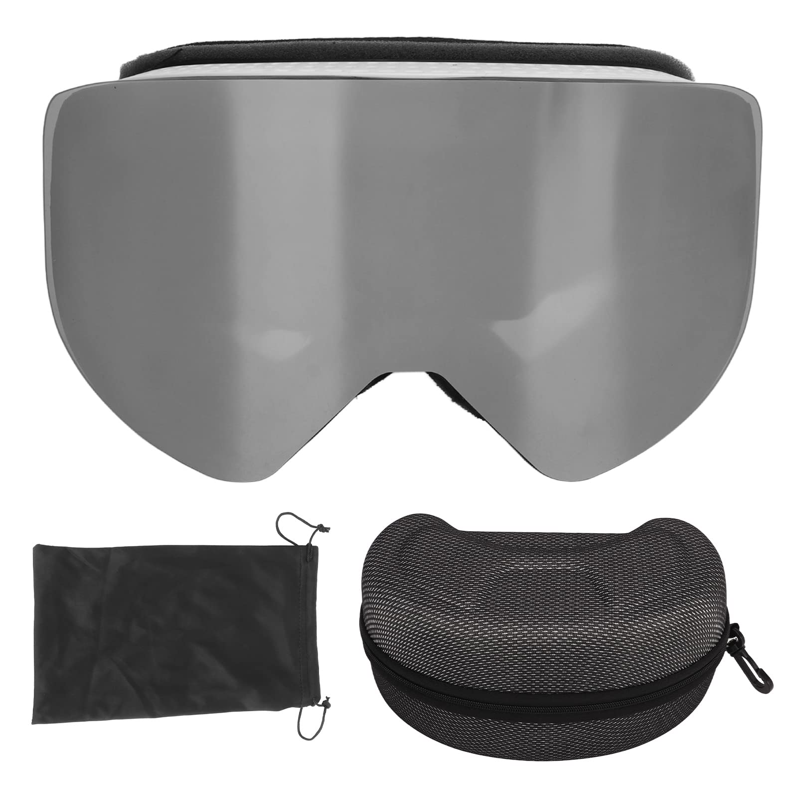 Skibrille, atmungsaktive Ersatzgläser, Antibeschlagbeschichtung, Skibrille, verstellbares Skating-Kopfband (Silberne Linse)