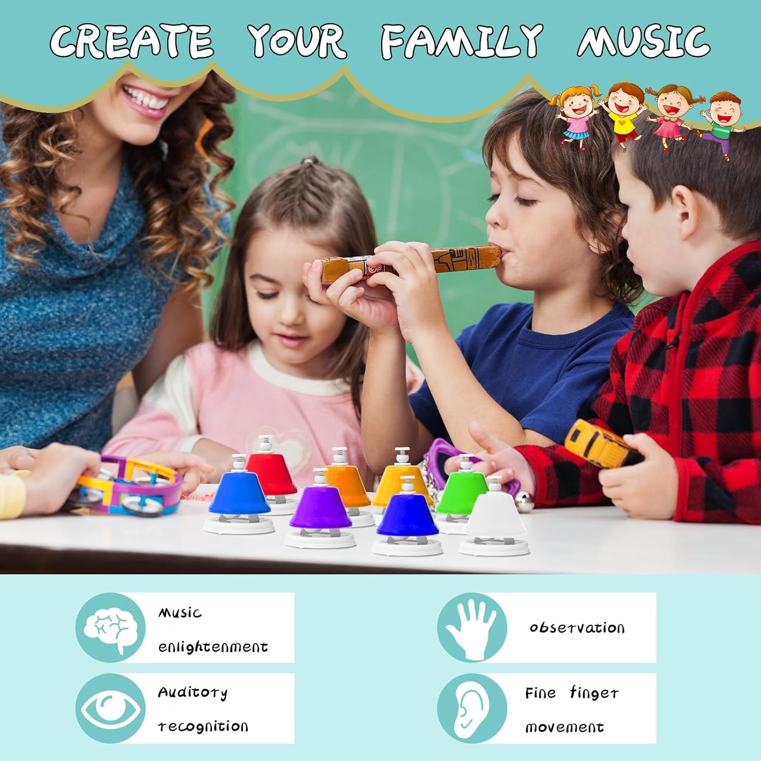 Desk Bells, Rainbow Diatonic Hand Bells for Kids with 17 Songbook, Toddler Preschool Musical Learning Toys, Boys & Girls Birthday Gift for 3-Year-Old and Over by TantivyBo