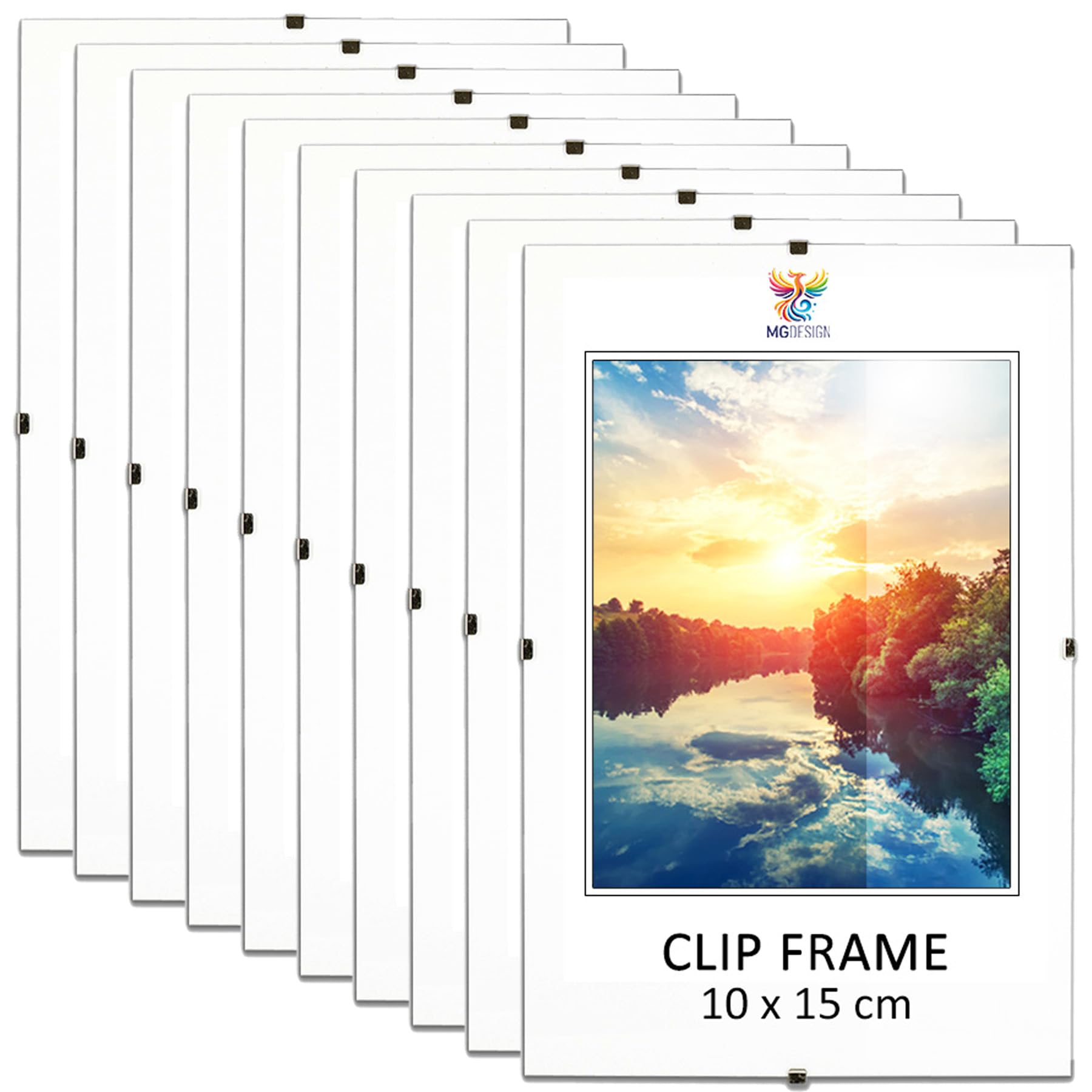 MG Design Lot de 3 cadres sans bordure en A6 10 x 15 cm – Cadres photo en plexiglas incassable avec dos HDF, fixation murale portrait/paysage