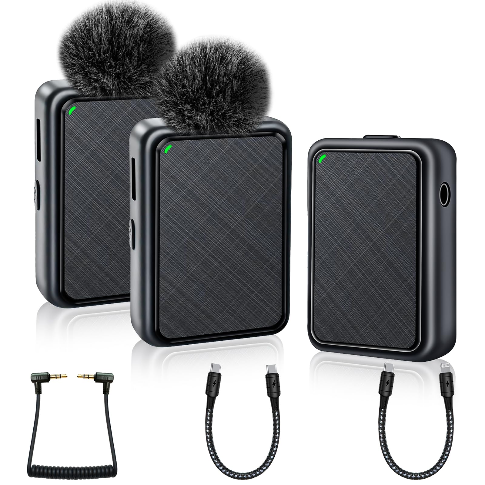 Microfono Inalambrico, Micrófono Inalambrico Solapa Mini 2.4GHz 2Pcs para iPhone Movil Cámara Videocámara, Microphone Lavalier de Corbata para Youtube Facebook Twitter TIKTok
