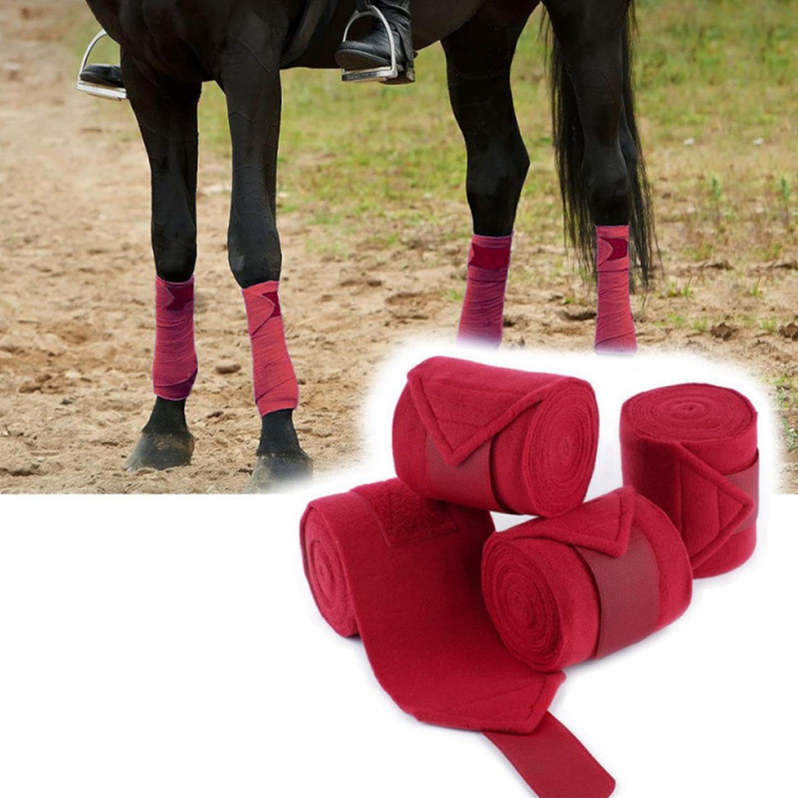 Set mit 4 Schutzbandagen für Arbeitspferdegliedmaßen, Fleece, für Sport Und Arbeitsaktivitäten.
