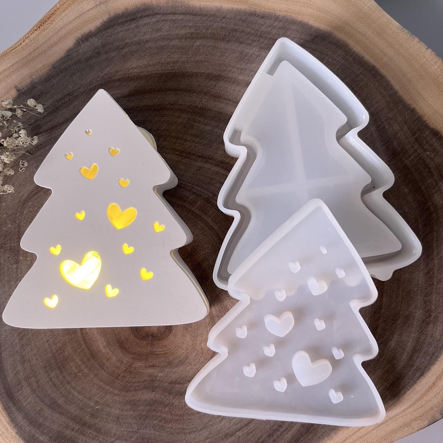 Christmas Tree Silicone Molds for Scented Candle Making, 3D Christmas Tree Candle Mold, Xmas Theme Shaped Mould for DIY Wax Soap Art Craft Home Decor (Pack-B)