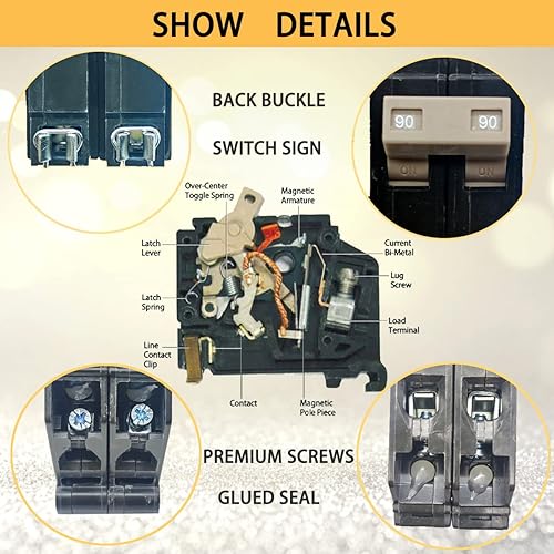 Miniatura 5 de Disyuntor de 2 polos de 100 amperios, disyuntor de caja moldeada tipo enchufable de 34 pulgadas, compatible con centros de carga OEM, 10KA 120240V,