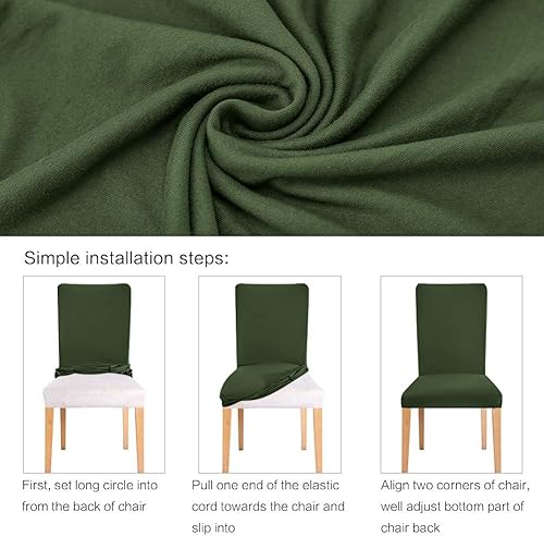 Miniatura 4 de Fuloon - Juego de 4 fundas protectoras para sillas de comedor, elásticas, removibles, lavables, cortas, para hoteles, comedores, ceremonias,