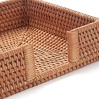 Vista 8 de Servilletero cuadrado de ratán, servilleteros para servilletas de papel, 7.5" x 7.5" x 2.5", bandeja de mimbre para servilletas, soporte tejido