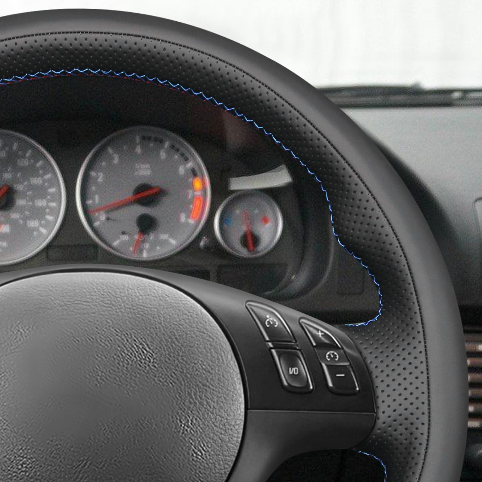 MEWANT Funda de Volante a Medida para Coser Series E46 | series E46 / E46 / 5 2004-2005 / E39 2002-2003 / accesorios / volante Transpirable Para Volantes Calefactados Duradero