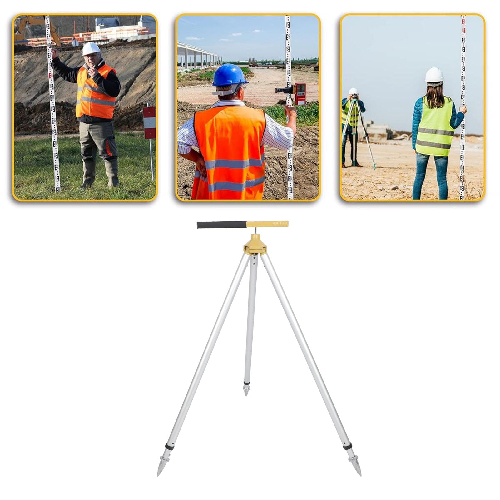 Trípode prismático de Aluminio for GPS, Poste topográfico de 75 a 120 cm de Altura, Extensible, Resistente, Multifuncional, con de Transporte for estación Total y topografía terrestre