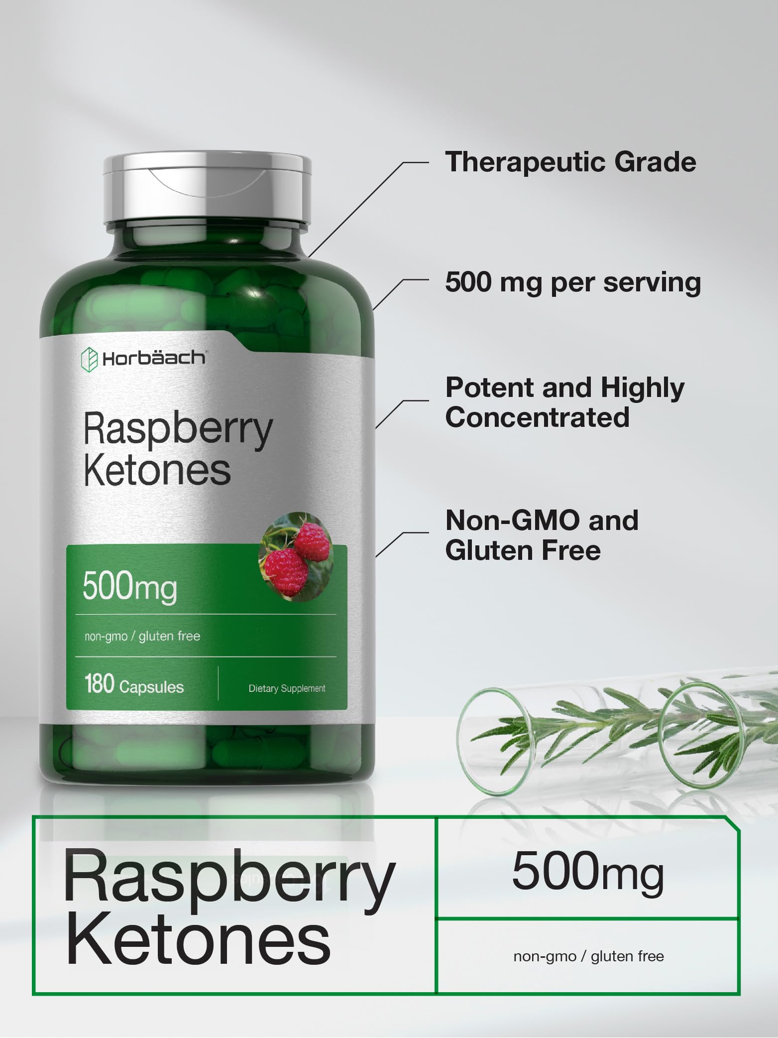 Horbäach Raspberry Ketones | 500mg | 180 Capsules — Amazon image 3