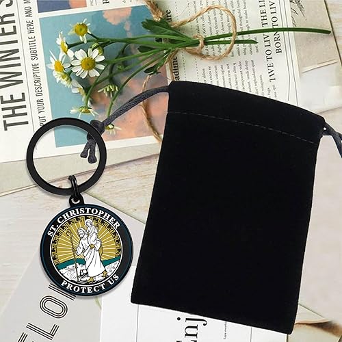 Miniatura 3 de Viayen Llavero de San Cristóbal, Medalla Conmemorativa de San Cristóbal de los Viajeros, Regalos de San Cristóbal Protegernos