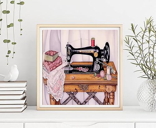 Miniatura 2 de Diymood Kits de pintura de diamantes 5D para máquina de coser para adultos, kits de arte de diamantes para adultos, redondo de taladro completo,