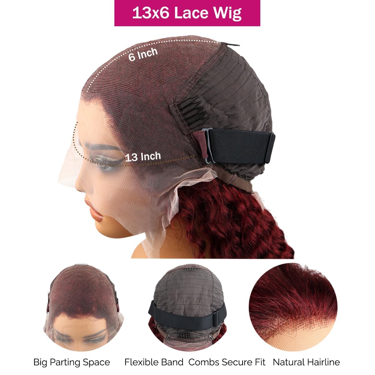 Burgundy Wig Human Hair 13x6 HD Transparent Lace Front Wig 99j Red Wine Human Hair Wig Colored Deep Wave Lace Frontal Wigs 200 Density Pre Plucked 28 inch