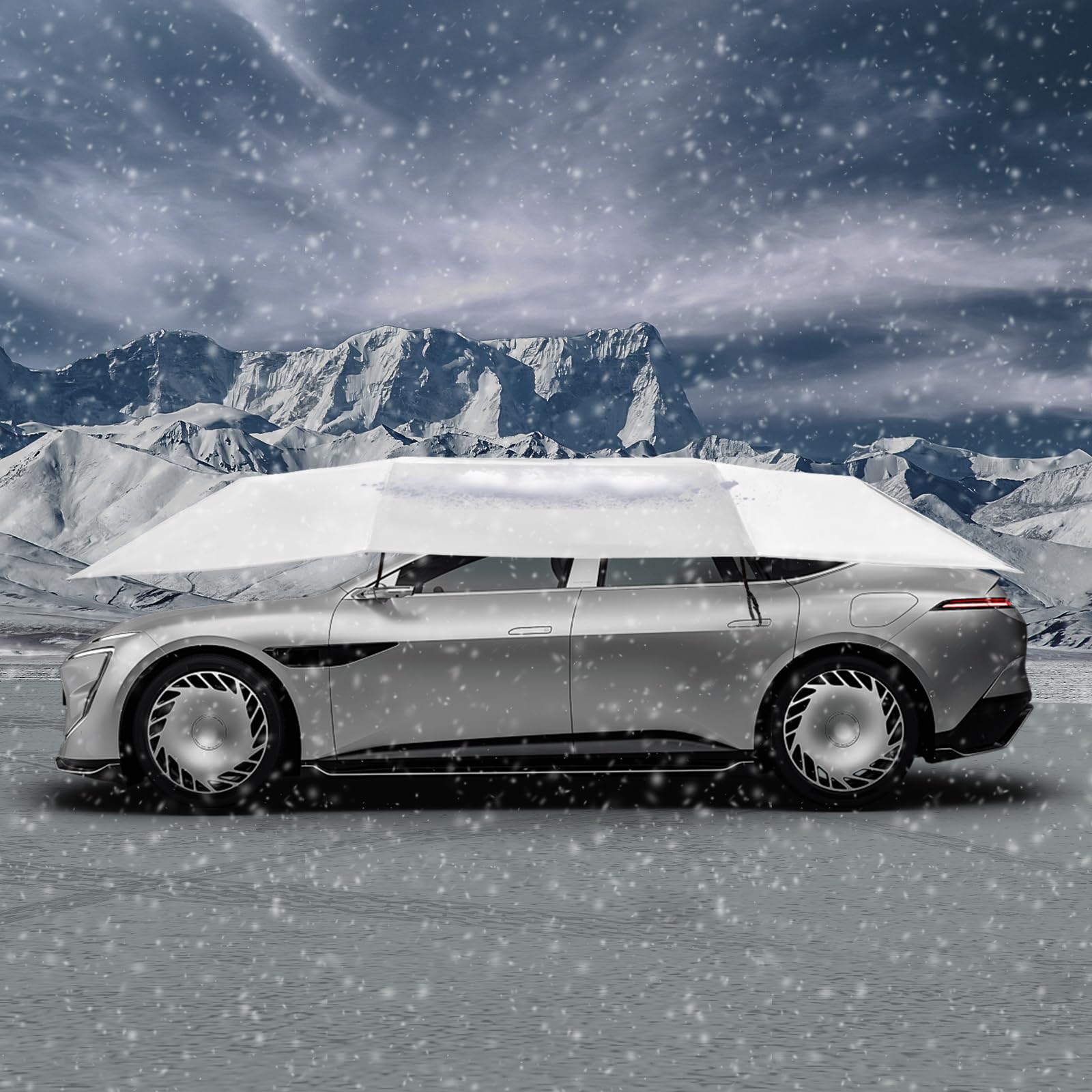 Tenda da tetto semi-automatica per auto, parasole/tenda da sole per auto 4,2 x 2,2 m con protezione UV e impermeabile, per auto/SUV, tenda da tetto per auto semi-automatica pieghevole con borsa per il