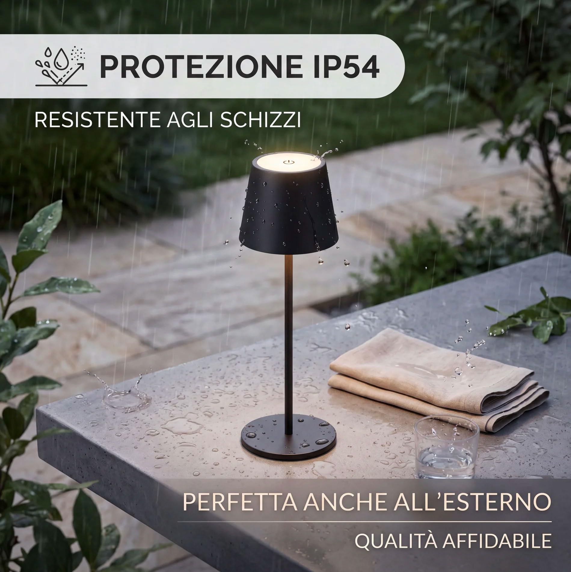 081 Store - 2 PEZZI LAMPADA DA TAVOLO SENZA FILI RICARICABILE, LAMPADA DA TAVOLO LED DIMMERABILE E CON 3 TONALITà DI LUCE, DIMMERABILE 3000-65000K ED IMPERMEABILE IP54