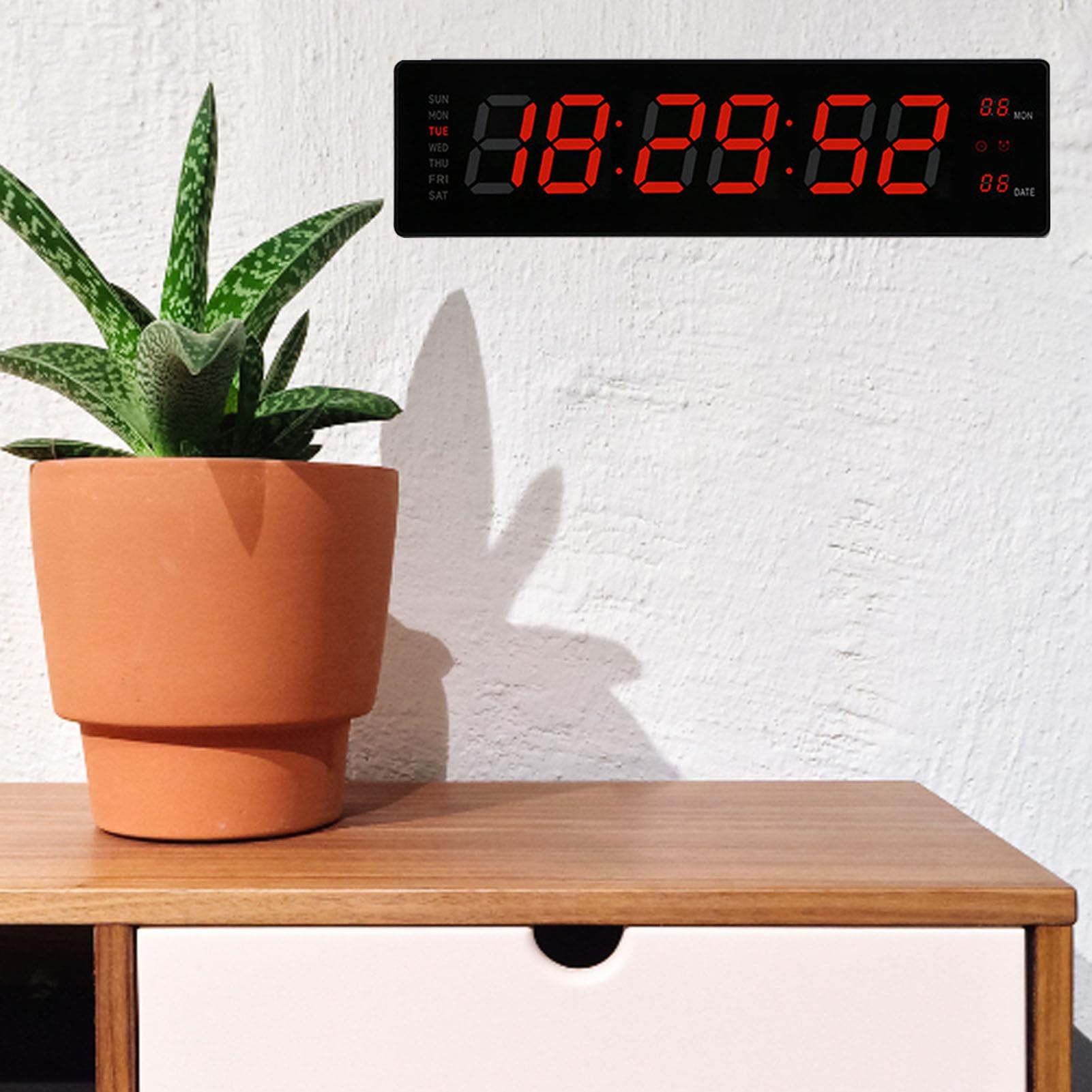 Topiky Reloj de Pared Digital Grande, Despertador con Temperatura de Día y Fecha, Reloj Digital con 8 Alarmas y Memoria de Fallos, para Salón, Dormitorio, Decoración, Regalo para (EU)