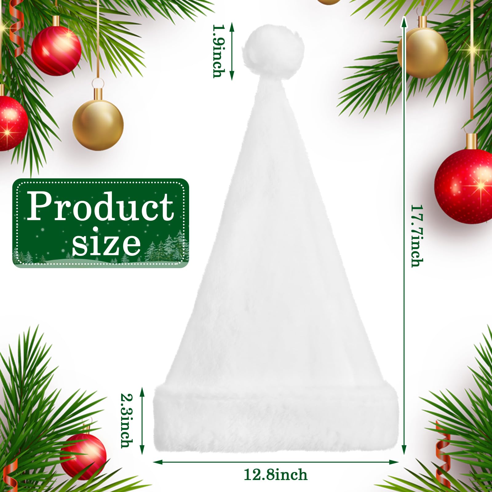 Geyoga 12 sombreros de Papá Noel para adultos a granel, sombrero de gnomo blanco, sombrero de Navidad, sombrero de Papá Noel unisex de terciopelo con ribete de piel, sombrero de fiesta de Navidad,