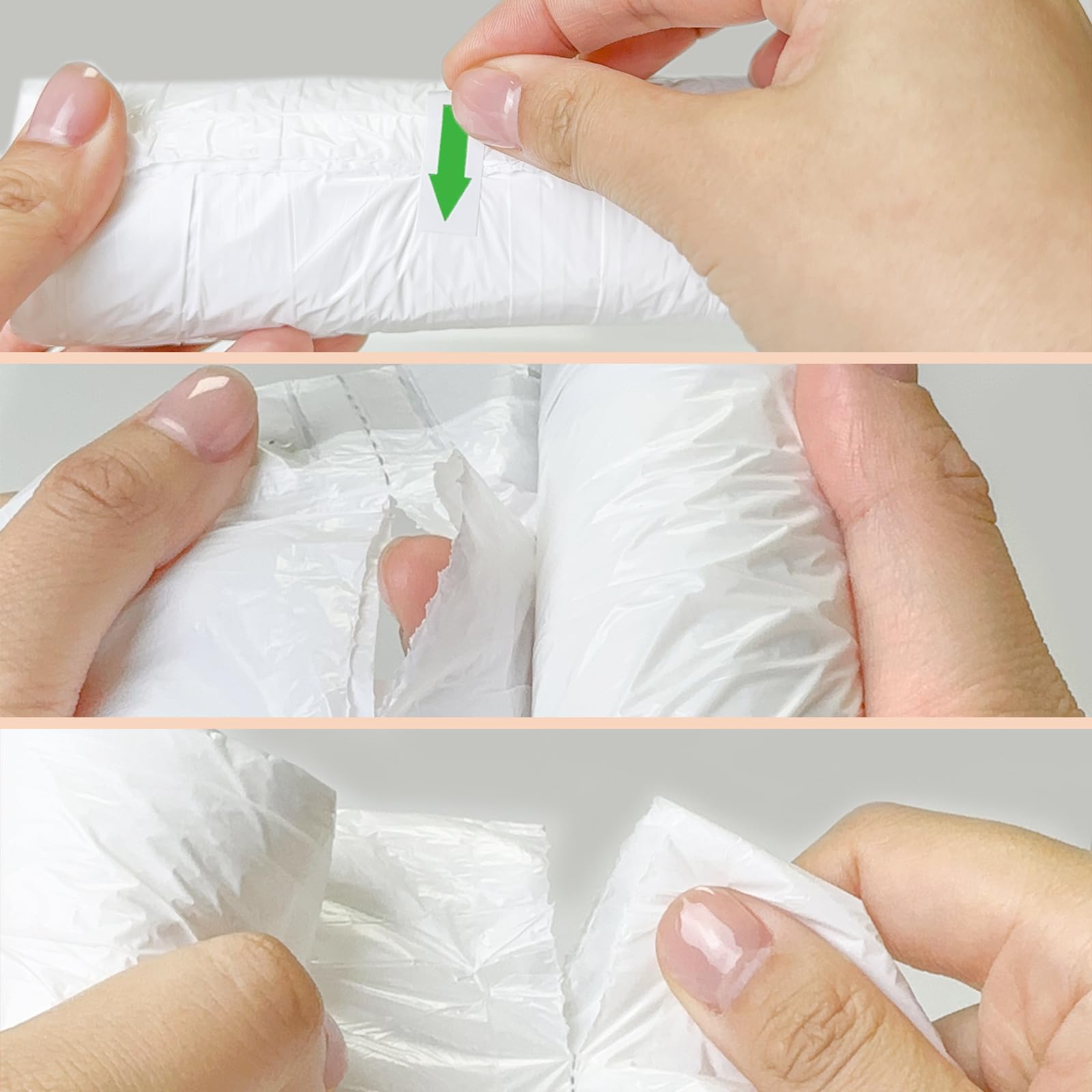 Bolsas de basura de 8 galones con cordón para cocina, sin perfume, plástico blanco, 54 unidades, reciclables, para baño, compactador fuerte, cesta de basura grande Inwaysin