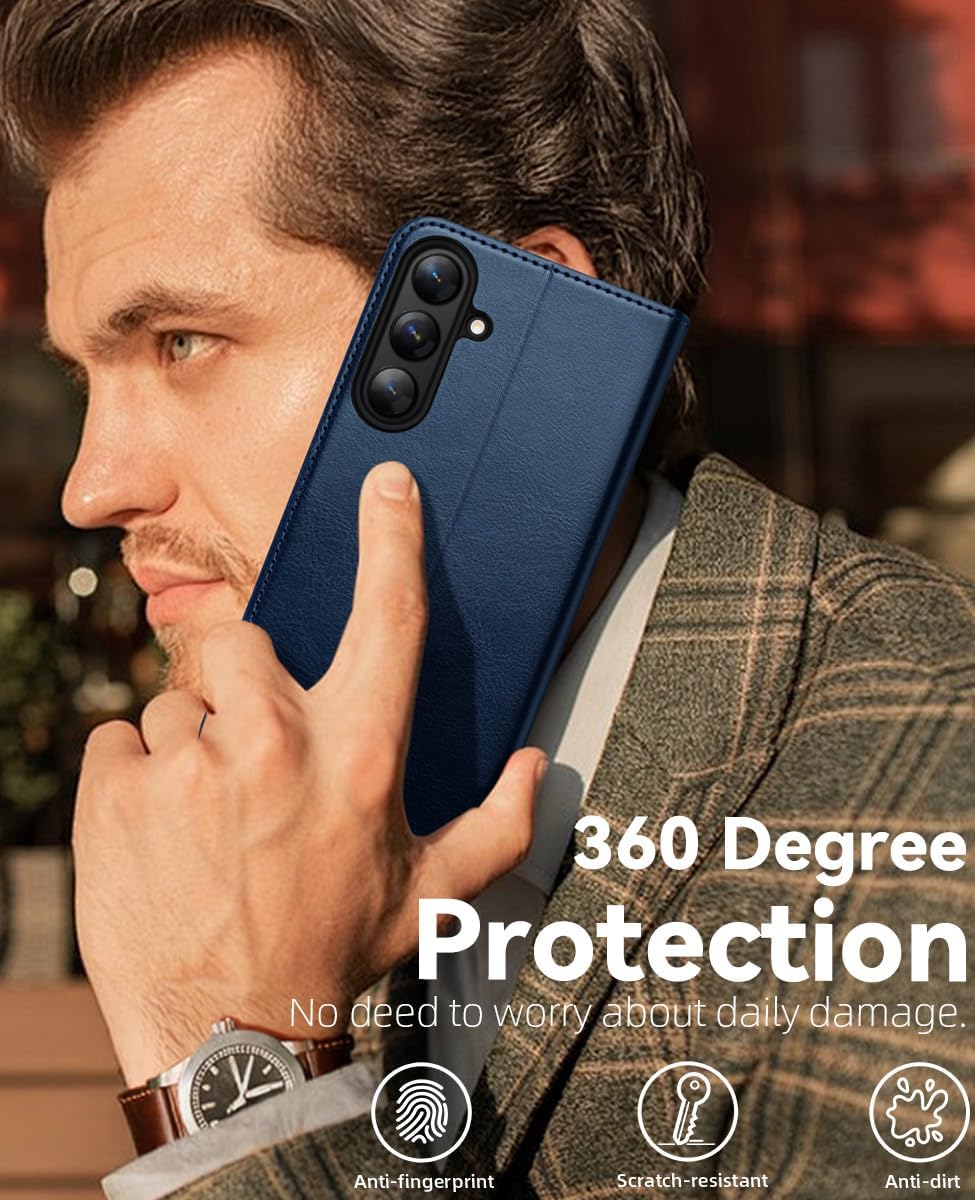 OCASE Compatible with Galaxy S25 Plus Wallet Case, PU Leather Flip Folio Case with Card Holders RFID Blocking Kickstand [Shockproof TPU Inner Shell] Protective Phone Cover 6.7 Inch 2025, Blue