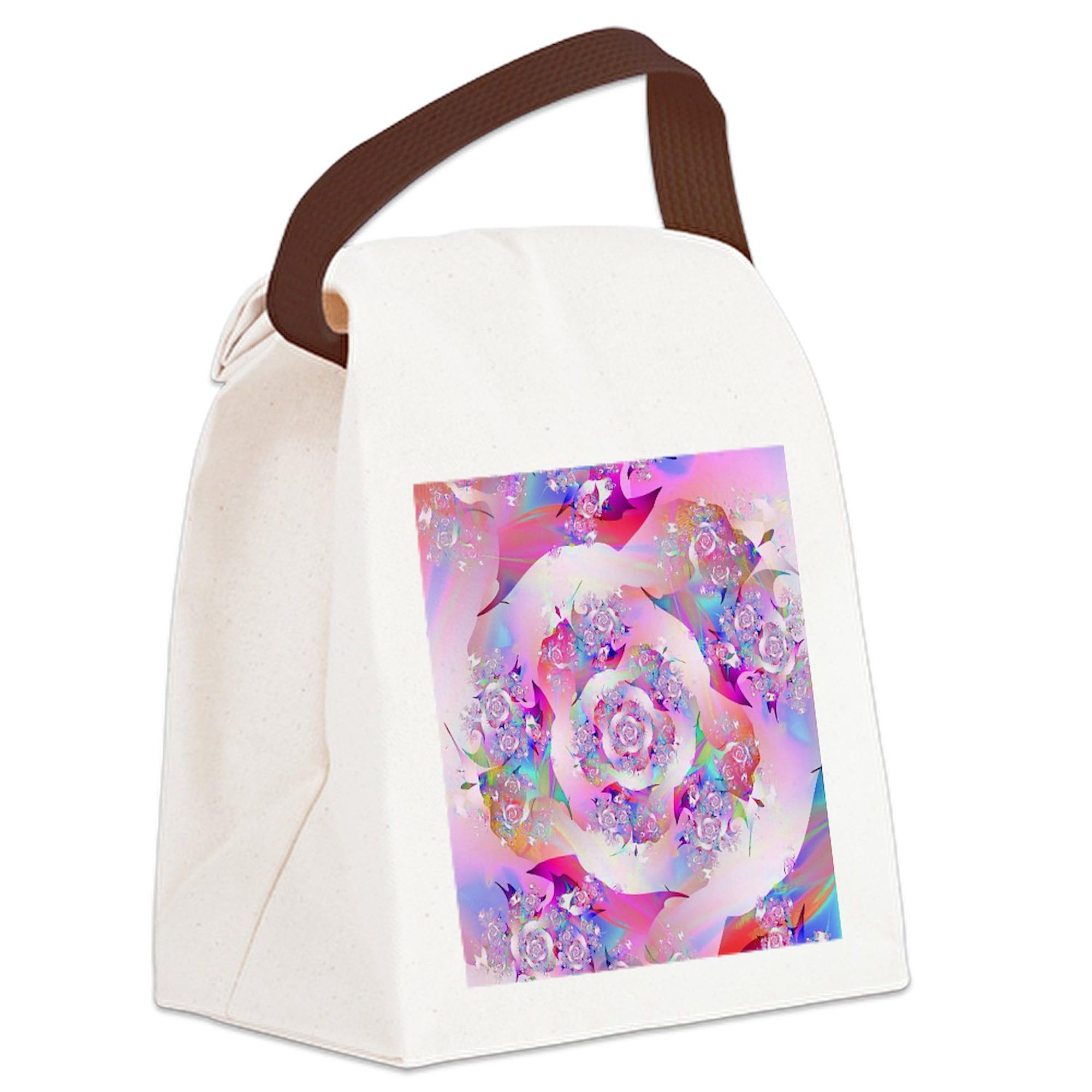 CafePress First Rose Floral Canvas Lunch Bag with Strap Handle