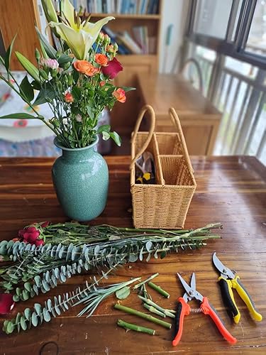 Miniatura 6 de (amarillo), juego de herramientas de jardinería, equipado con cesta de almacenamiento de ratán, 5 herramientas manuales de aleación de aluminio y 3