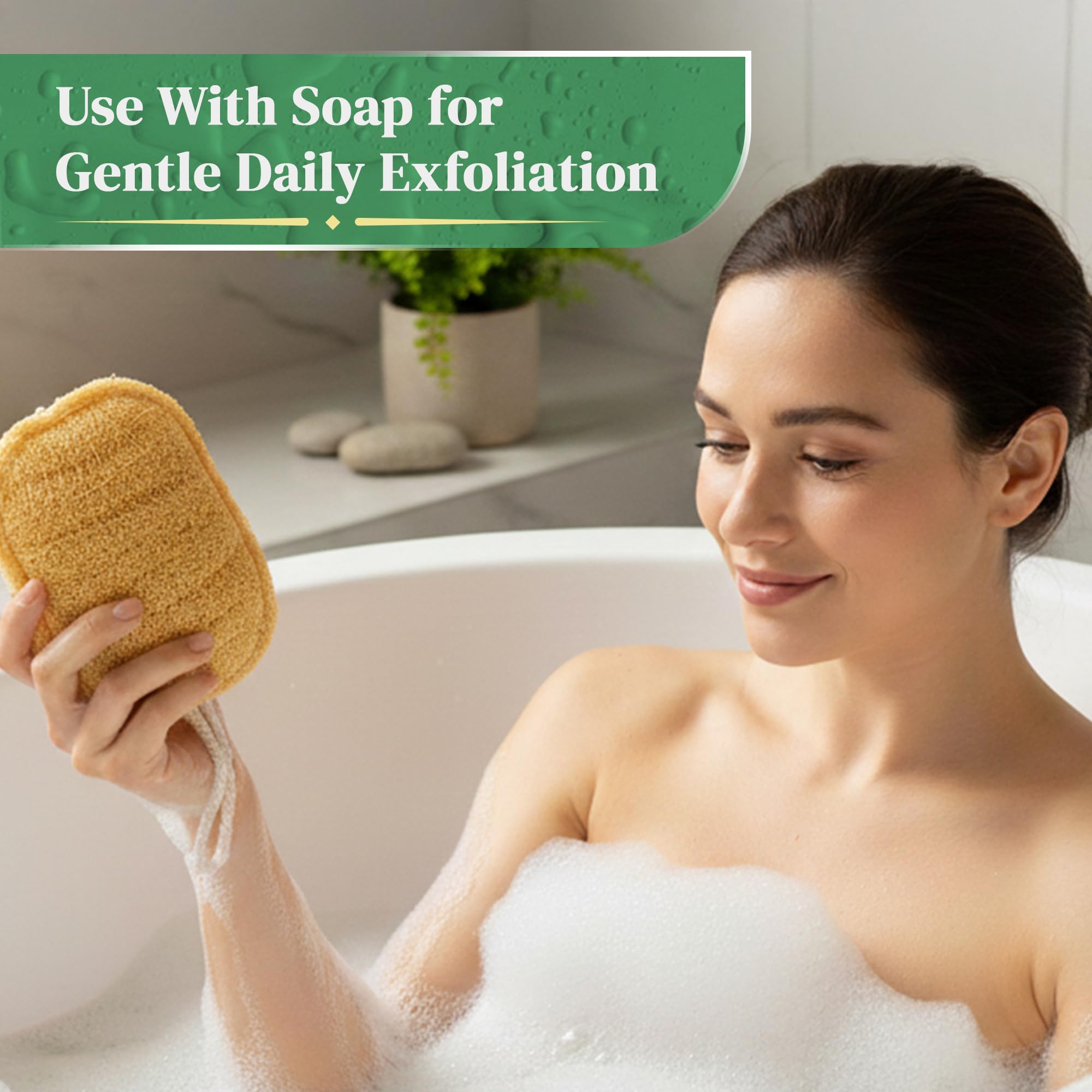 Esponja exfoliante natural de lufa (3 unidades) – Lufa orgánica para el cuerpo – Luffa de ducha biodegradable – Esponjas de baño naturales Loufa – Estropajos para el cuerpo