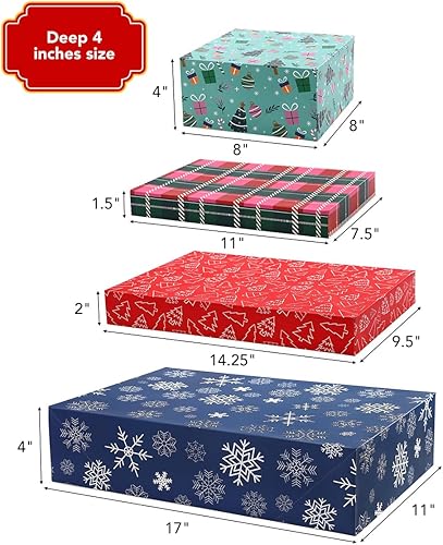 Miniatura 2 de NUJOVI 13 cajas de regalo de Navidad con tapas, hermosas cajas surtidas para envolver regalos con cajas de bata de 4 pulgadas de profundidad y caja