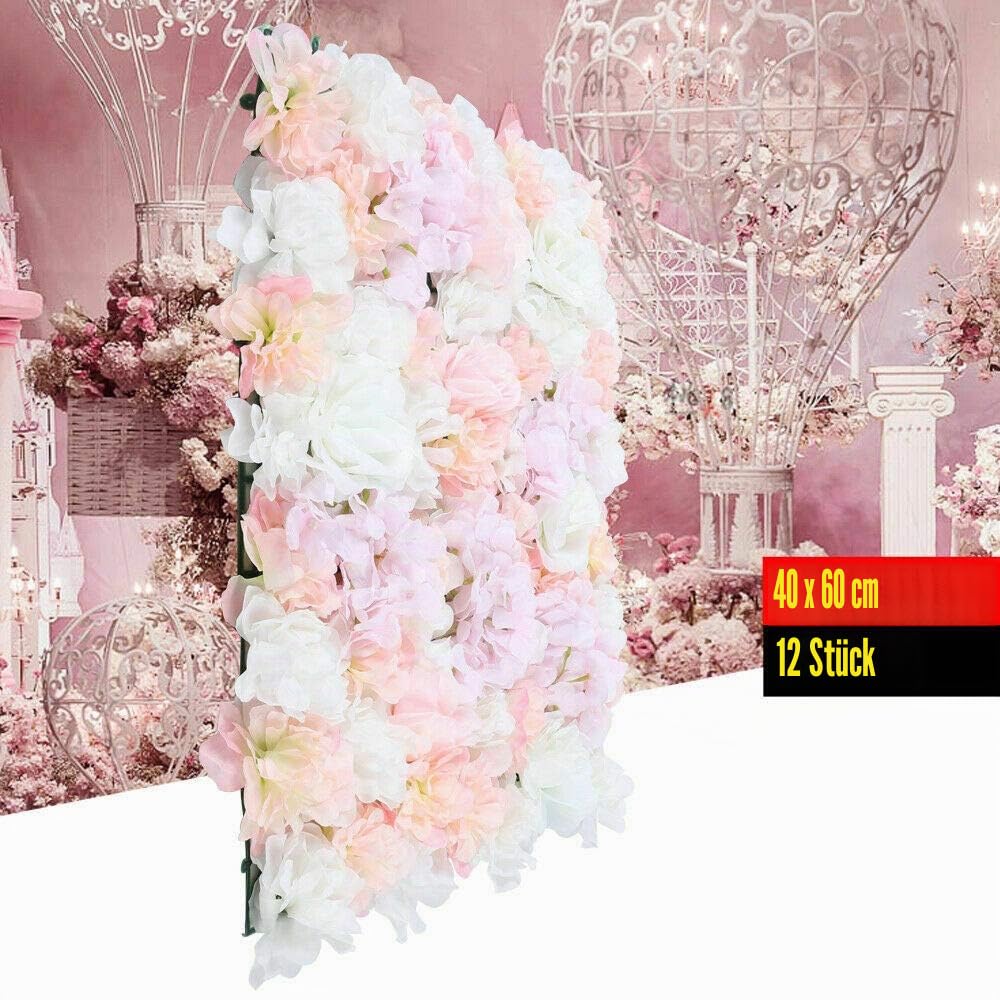 DIFU 12x Künstliche Blumenwand Rosenweand Kunstblumen Blumenkunst Garten Hochzeitsort Dekor Rosenwand Hintergrund Dekoration DIY die Dekorationen