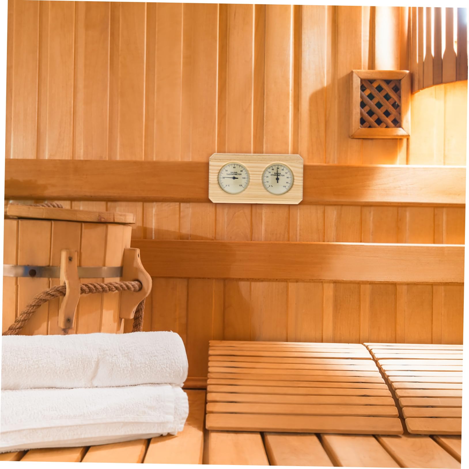 NUOBESTY Termometro Sauna Igrometro da Parete in Legno, ABS e Rame