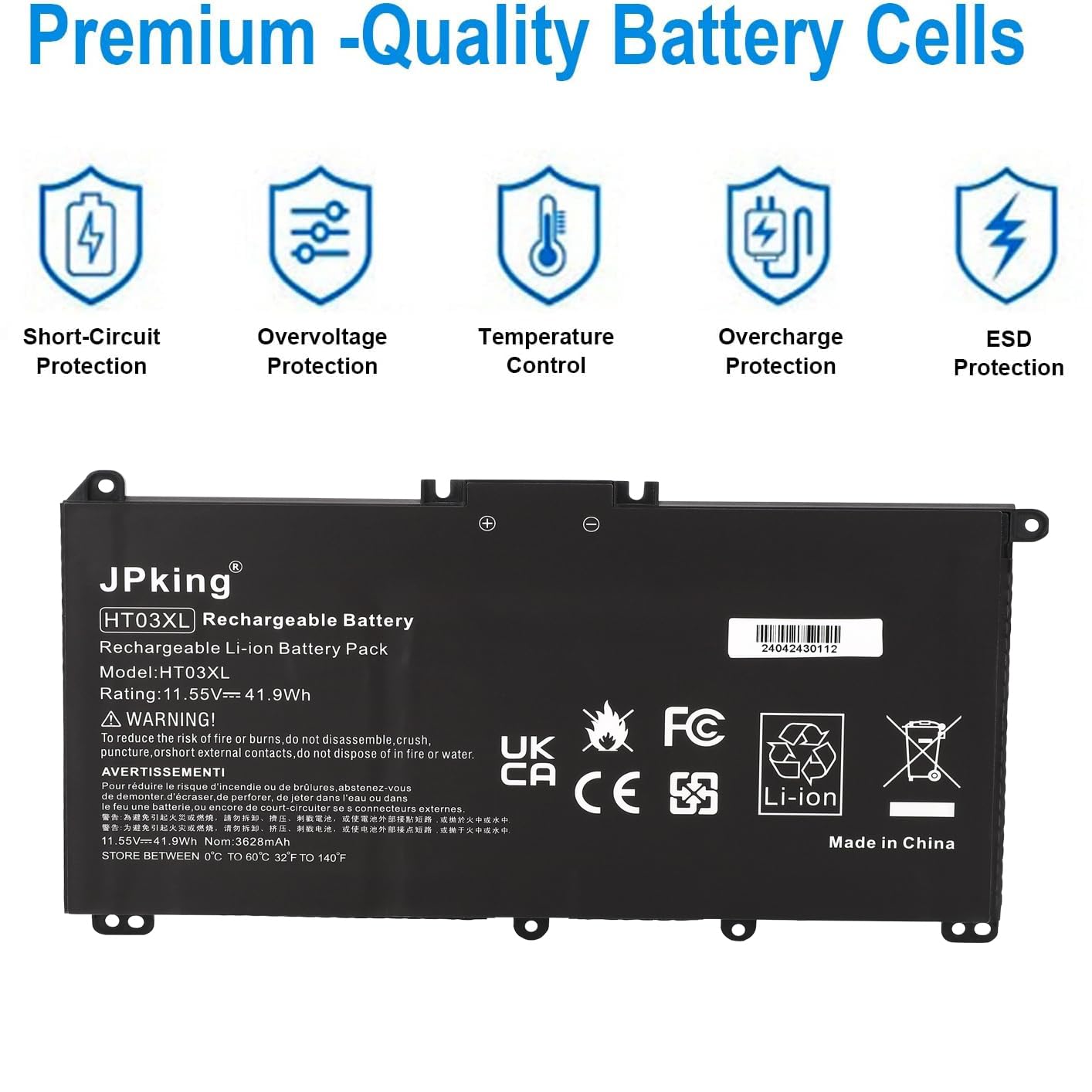 JPking HT03XL Batteria per laptop HP Pavilion 250 G7 255 G7 14-CE 14-CF 14-CK 14-cm 14Q-CY 14S-CF 15-CS 15-CW 15-DA 15-CR 15-CU 17-by 255 G5 348 L11421-542 HSTNN-LB8M 17-CA Series HSTNN-1B80