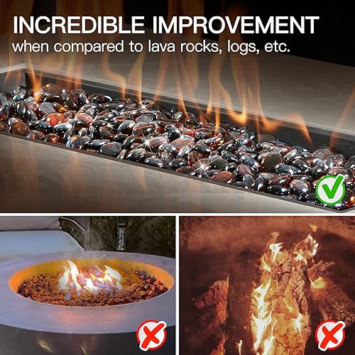 Miniatura 5 de Vidrio de fuego para hoguera  Cuentas de vidrio para hoguera de 34 pulgadas  Vidrio de fuego de alto brillo para fogata de propanogas y chimenea