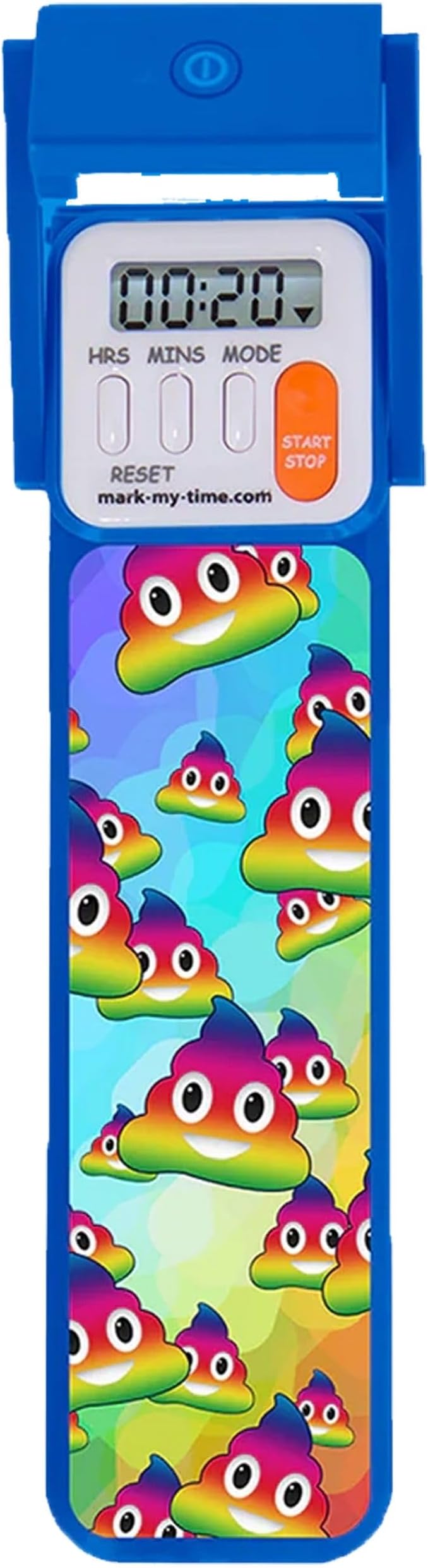 Mark-My-Time Digital Bookmark and LED Book Light - Timer and Book Mark for Kids with LED Book Light, Cool Bookmarks and Reading Incentives, Christmas Gift & Stocking Stuffer - 3D Rainbow Poop Emoji