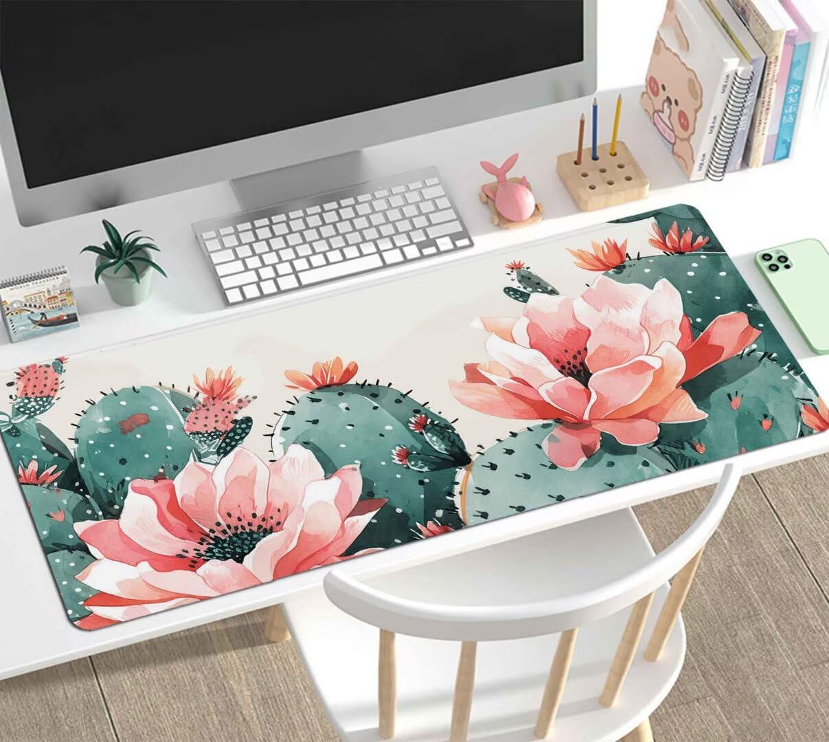 Alfombrilla Ratón XXL Gaming, Alfombrilla Escritorio 900x600x4mm, Mouse Pad Mat XXL Antideslizante, Alfombrilla Raton Base de Goma Tapete Rato Gamer Mousepad XXL para PC, Oficina Flowers J-376