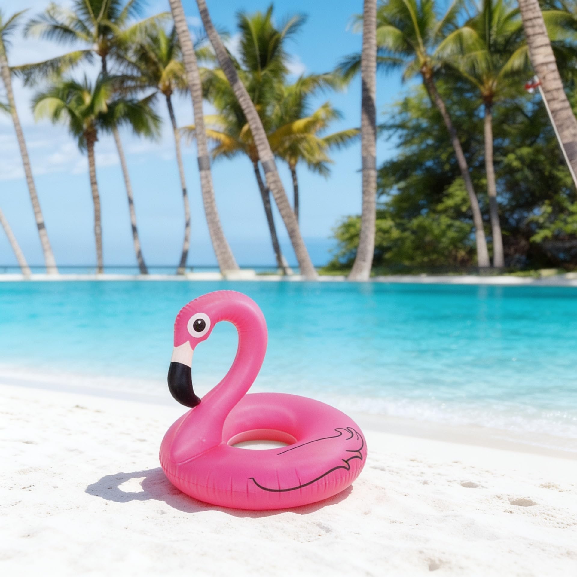 Dmuchane Koło do Pływania Flaming Różowe PVC 90 cm | Dla Dzieci i Dorosłych, Średnica 90 cm, Trwały PVC, Basen, Plaża, Jezioro, Wewnętrzna Śr. 75 cm