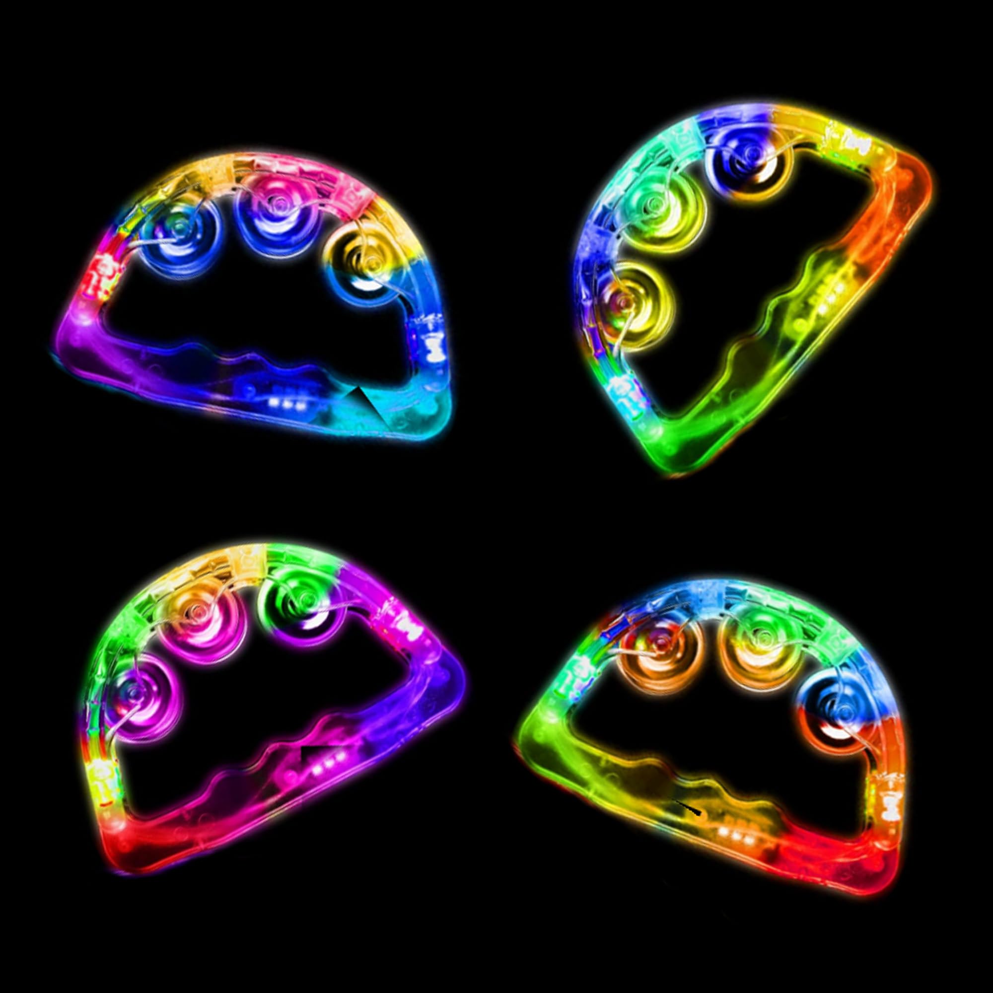 LED Light Up Tambourines Tamborine for Adults Glow in the Dark Handheld Percussion Musical Instrument Wedding Reception Dance