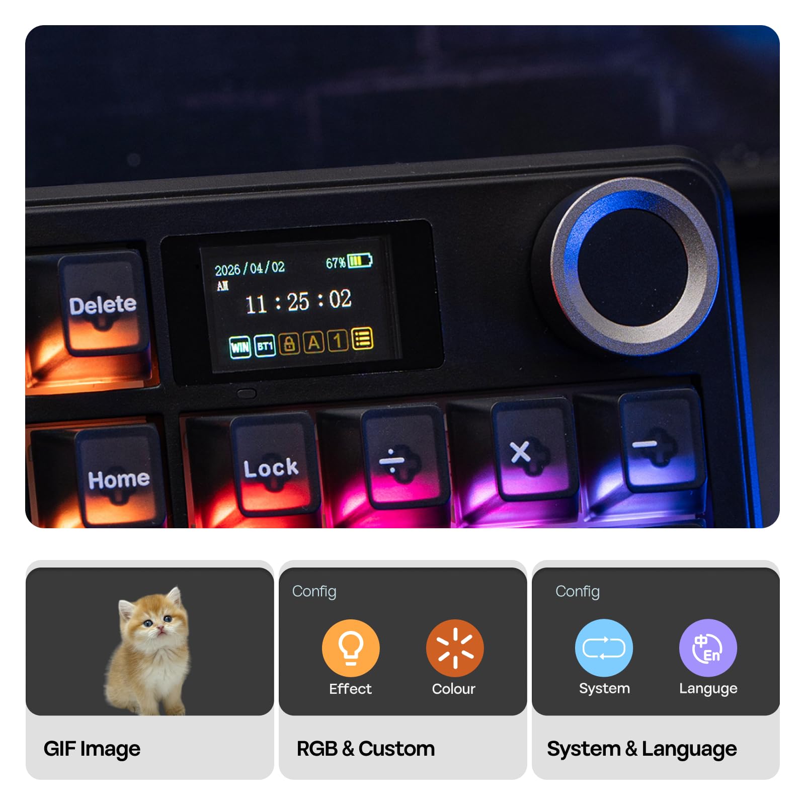 EPOMAKER Aula F99 MAX Teclado Mecánico Inalámbrico, Pantalla&Perilla, 8000mAh, Teclado Cremoso de 2.4Ghz/BT, Switch Prelubricado, Intercambiable en Caliente, RGB, Software Personalizable (Negro Mate)