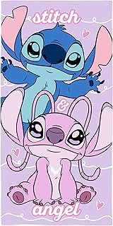 Disney Toalla Oficial Lilo y Stitch 100% algodón | Sensación súper Suave | Diseño “Chill” con Angel y Stitch hogar, baño, ...